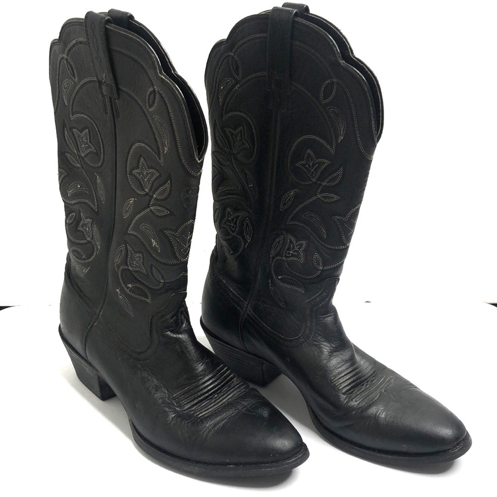 Ariat Heritage R Toe Western Boot Black Deertan